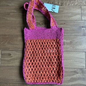NWT ZARA Straw-Like Woven Tote Bag - Summer Beach Shopper